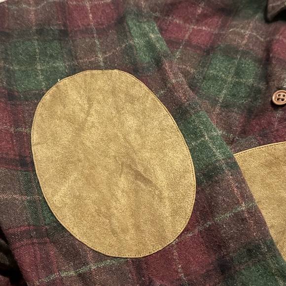 Vintage Polo Ralph Lauren Mens Button Up Plaid Leather Elbow Patches 100% Wool - Picture 5 of 6
